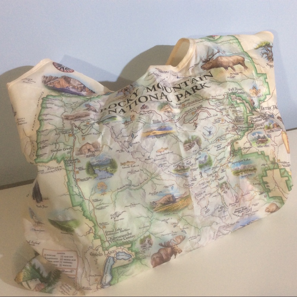 Xplorer Maps Packable Tote Bag Rocky Mountain National Park Map Drawstring Pouch